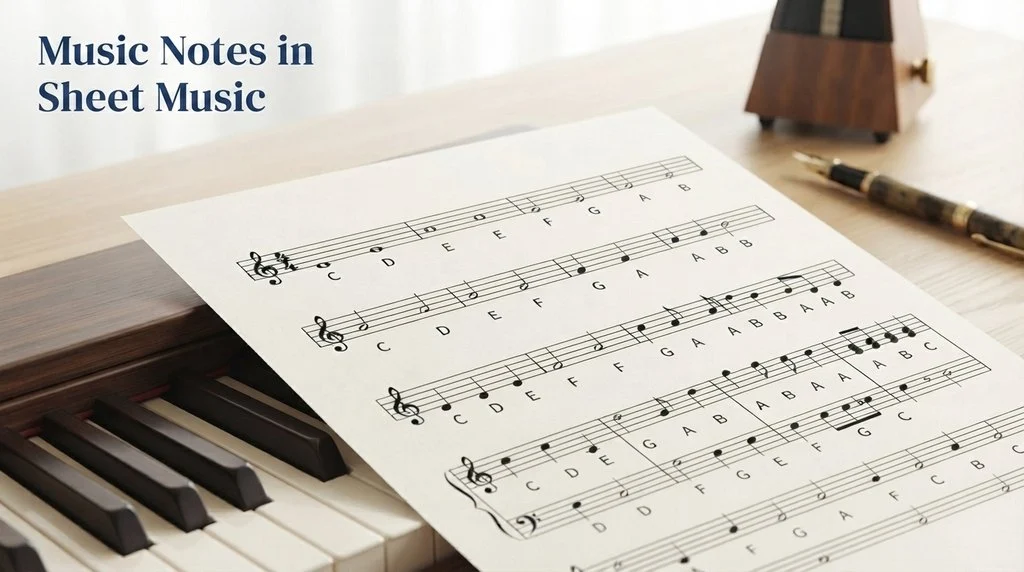 Music Notes in Sheet Music